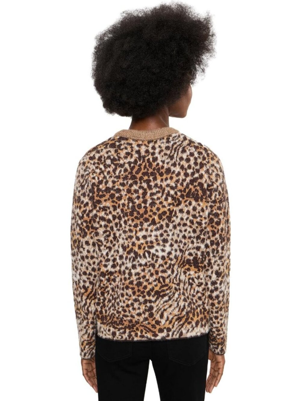 Java Multi Abstract Leopard Medium Long Sleeve Crew Neck Sweater - Picture 4 of 5